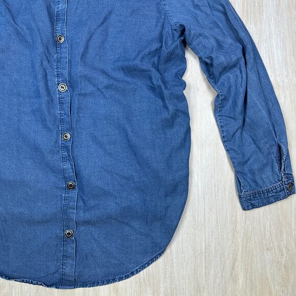 Neon Buddha Button Down Long Sleeve Chambray Denim Classic Casual Shirt Large - Picture 9 of 16